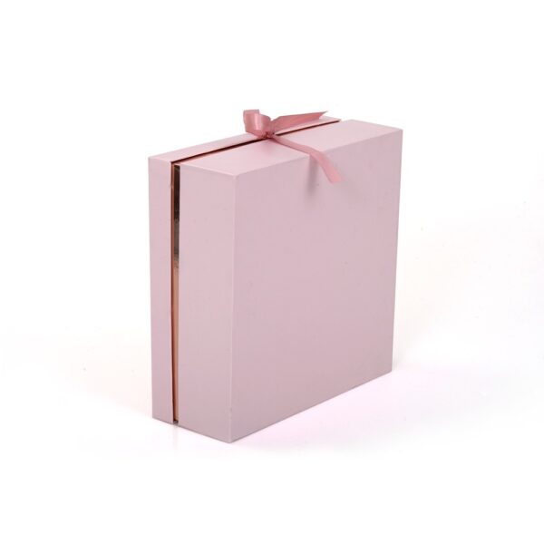 Pink Rigid Handbag Gift Box with Foil and Ribbon Closure Pink Rigid Handbag Gift Box with Foil and Ribbon Closure