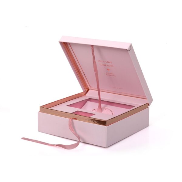 Pink Rigid Handbag Gift Box with Foil and Ribbon Closure Pink Rigid Handbag Gift Box with Foil and Ribbon Closure