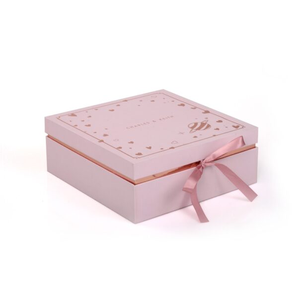 Pink Rigid Handbag Gift Box with Foil and Ribbon Closure Pink Rigid Handbag Gift Box with Foil and Ribbon Closure