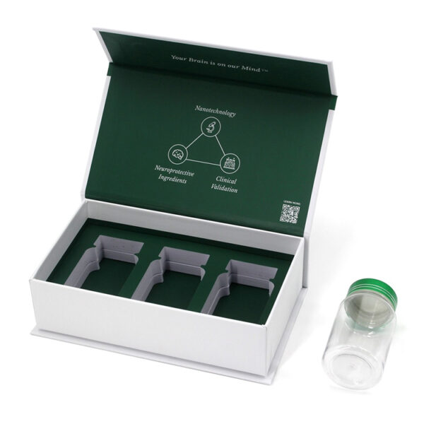 Printed Magnetic Supplement Box with Custom Bottle Insert