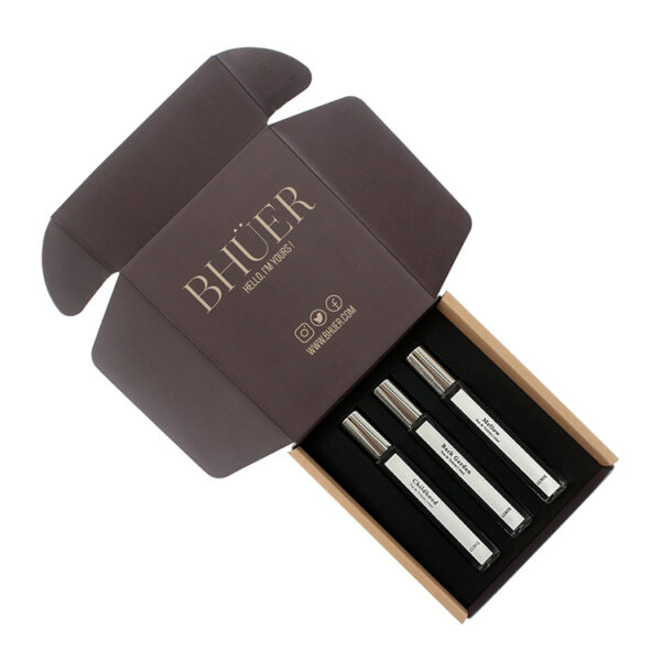 Printed Perfume Sample Mailer Box with Die-Cut Paper Insert Printed Perfume Sample Mailer Box with Die-Cut Paper Insert