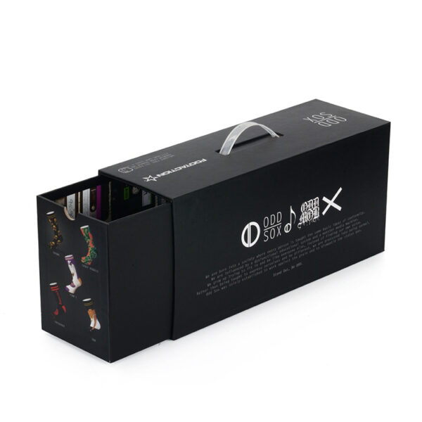 Printed Rigid Drawer Sock Packaging Box with Carry Handle