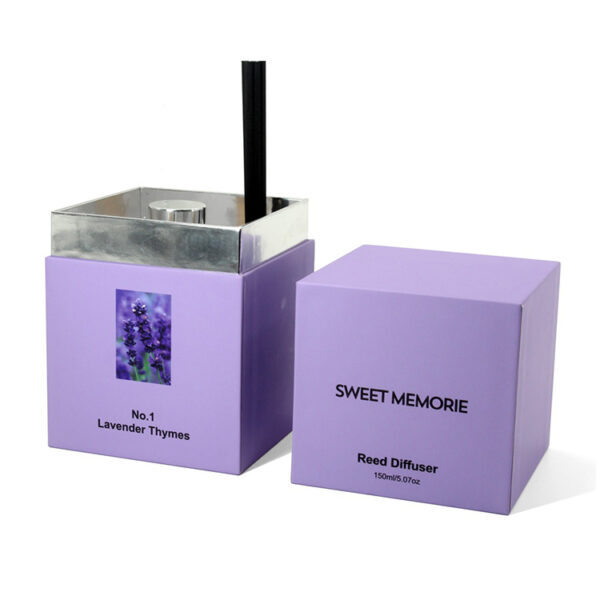 Purple Reed Diffuser Rigid Box with Silver Metallic Tray
