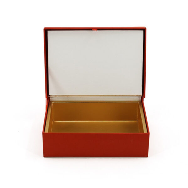 Red Rigid Hinged Presentation Box with Pop-Up Paper Display