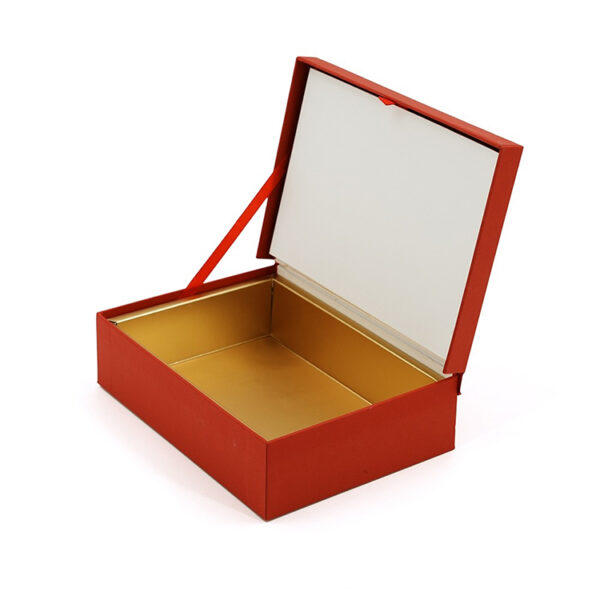Red Rigid Hinged Presentation Box with Pop-Up Paper Display