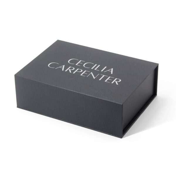 Rigid Black Magnetic Apparel Gift Box with Silver Foil Logo
