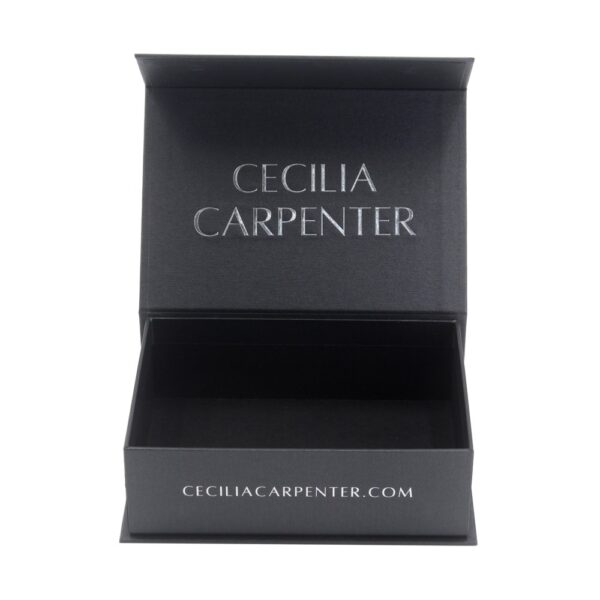 Rigid Black Magnetic Apparel Gift Box with Silver Foil Logo