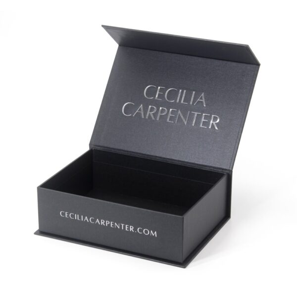 Rigid Black Magnetic Apparel Gift Box with Silver Foil Logo