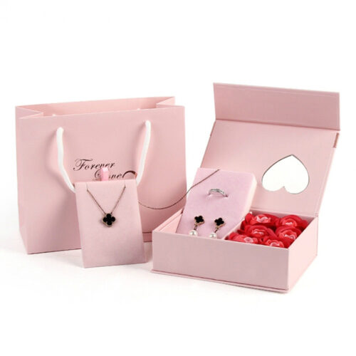 Rigid Double-Door Rose Jewelry Gift Box with Display Insert Rigid Double-Door Rose Jewelry Gift Box with Display Insert