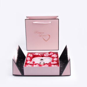 Caja rígida de regalo para joyas «Rose» de doble puerta con separador de exposición