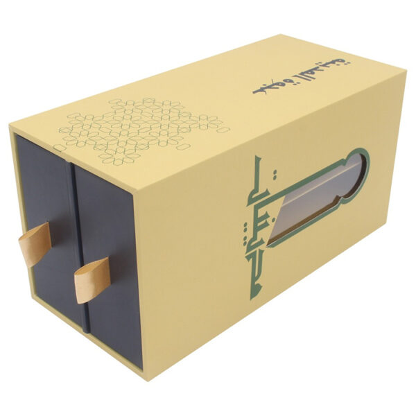 Rigid Double Drawer Date Gift Box with Window and Dividers