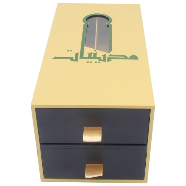 Rigid Double Drawer Date Gift Box with Window and Dividers