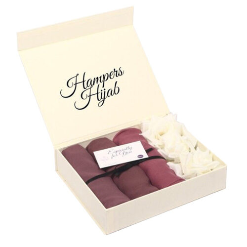 Rigid Hinged-Lid Hijab Gift Box with Foil Logo Branding Rigid Hinged-Lid Hijab Gift Box with Foil Logo Branding