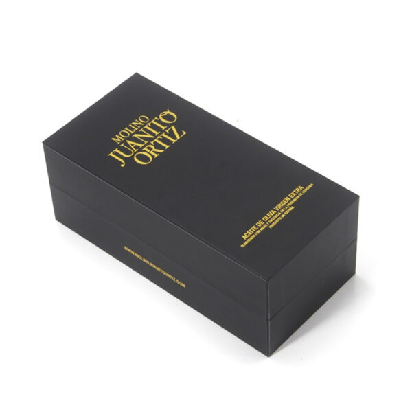 Rigid Hinged Olive Oil Gift Box with Gold Foil Branding Rigid Hinged Olive Oil Gift Box with Gold Foil Branding