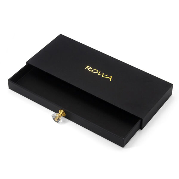 Rigid Jewelry Drawer Box with Gold Foil and Crystal Knob