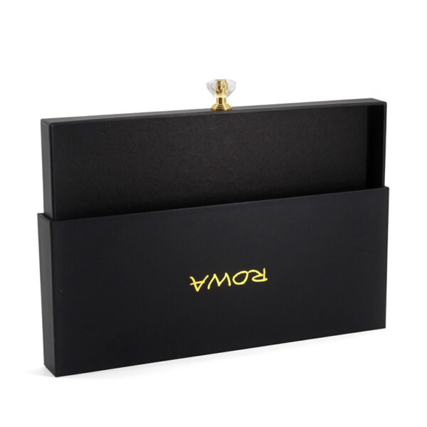 Rigid Jewelry Drawer Box with Gold Foil and Crystal Knob