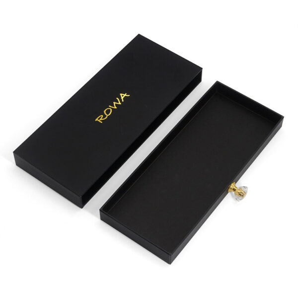 Rigid Jewelry Drawer Box with Gold Foil and Crystal Knob