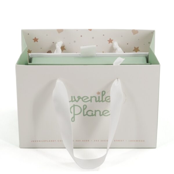 Rigid Magnetic Baby Gift Box with Printed Insert and Ribbon