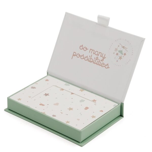Rigid Magnetic Baby Gift Box with Printed Insert and Ribbon