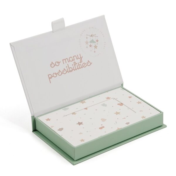 Rigid Magnetic Baby Gift Box with Printed Insert and Ribbon