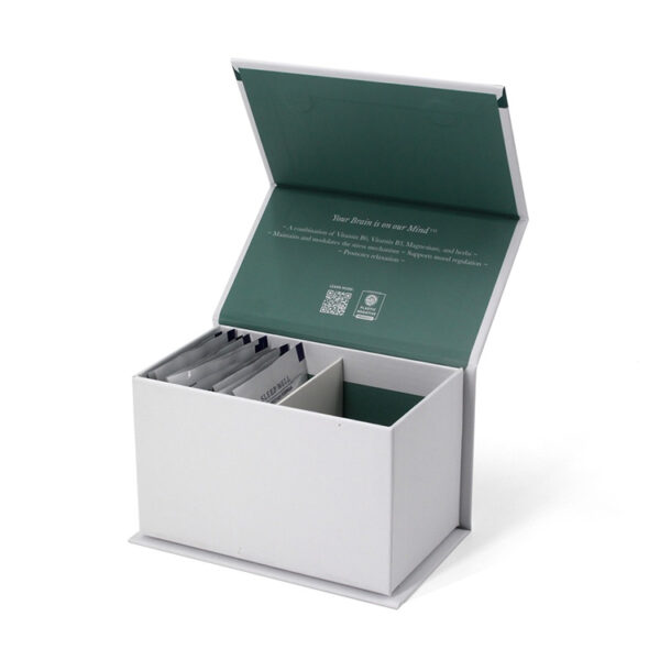 Rigid Magnetic Supplement Packaging Box with Divider Insert Rigid Magnetic Supplement Packaging Box with Divider Insert