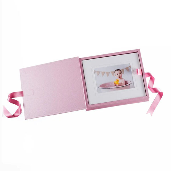 Rigid Photo Print Presentation Box with Satin Ribbon Closure
