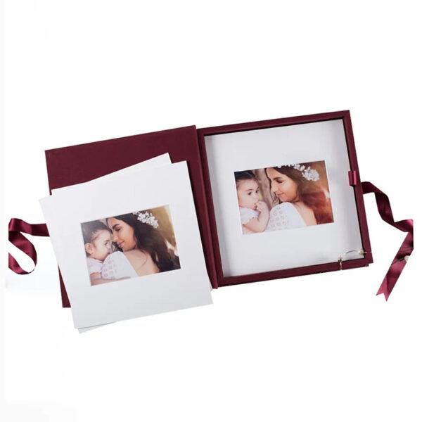 Rigid Photo Print Presentation Box with Satin Ribbon Closure