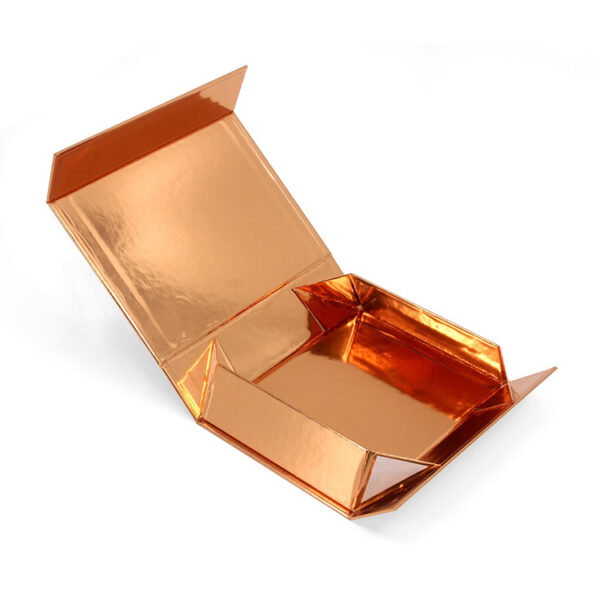 Rose Gold Collapsible Cosmetic Gift Box with Printed Logo