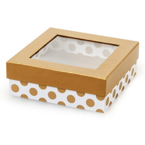 Two-Piece Window Candy Gift Box with Metallic Gold Print