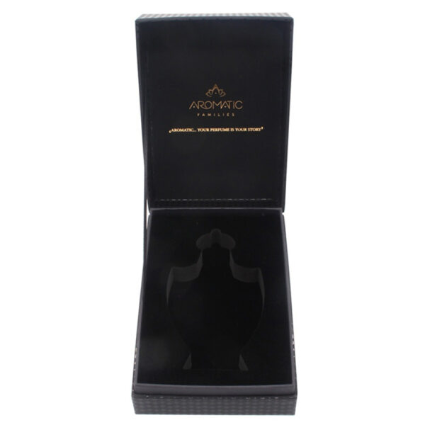 Black Hinged Perfume Box with Velvet Insert and Gold Foil Black Hinged Perfume Box with Velvet Insert and Gold Foil