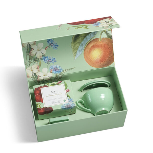 Botanical Rigid Hinged-Lid Tea Gift Box with Fitted Insert Botanical Rigid Hinged-Lid Tea Gift Box with Fitted Insert