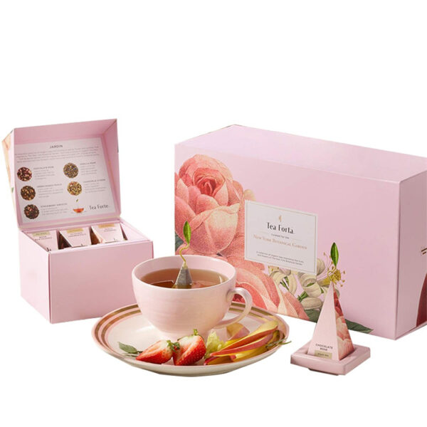 Botanical Rigid Hinged-Lid Tea Gift Box with Fitted Insert Botanical Rigid Hinged-Lid Tea Gift Box with Fitted Insert