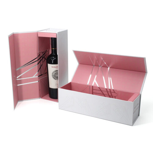 Collapsible Rosé Wine Gift Box with Silver Foil Artwork Collapsible Rosé Wine Gift Box with Silver Foil Artwork