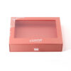 Coral Rigid Window Drawer Lingerie Box with Ribbon Pull