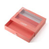 Coral Rigid Window Drawer Lingerie Box with Ribbon Pull