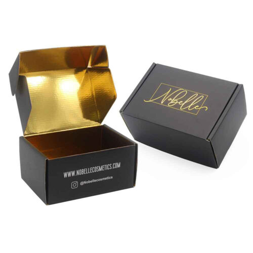 Custom Black Cosmetic Mailer Box with Gold Foil Logo Custom Black Cosmetic Mailer Box with Gold Foil Logo