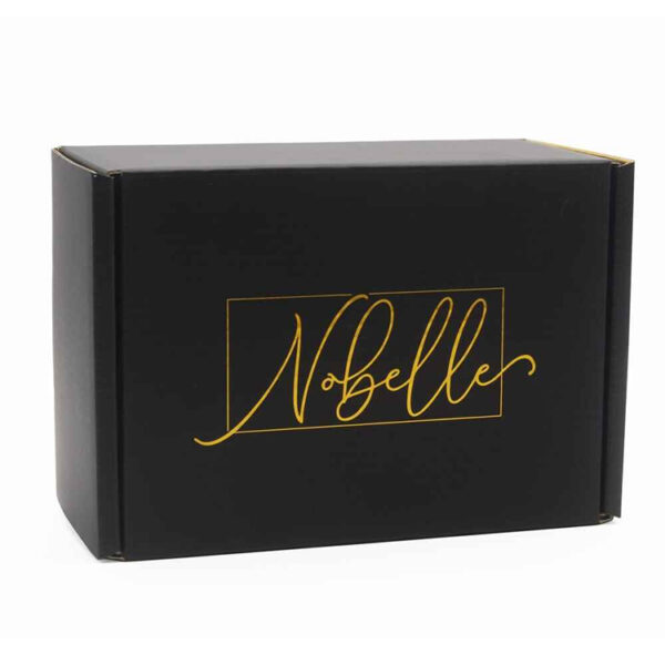 Custom Black Cosmetic Mailer Box with Gold Foil Logo