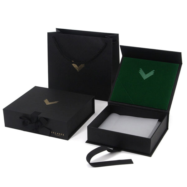 Foil Logo Ribbon Closure Phone Accessory Rigid Gift Box