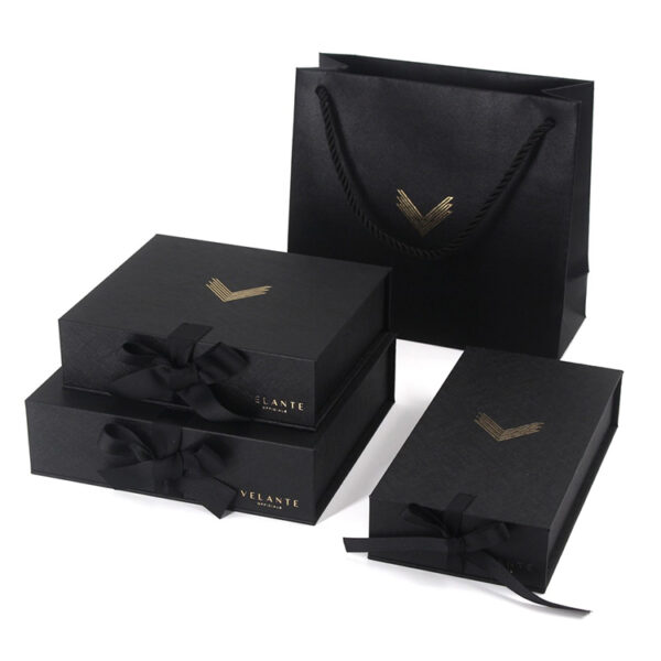 Foil Logo Ribbon Closure Phone Accessory Rigid Gift Box