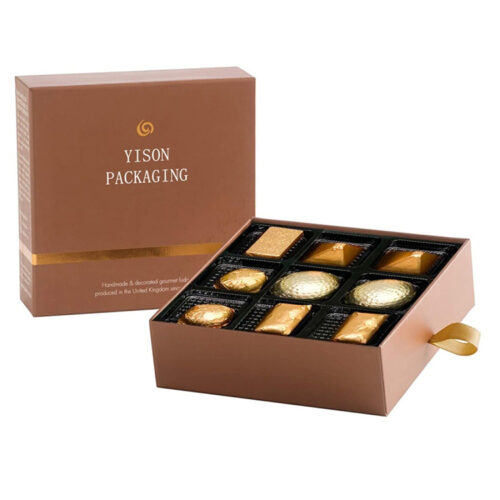 Foil Stamped Rigid Drawer Fudge Gift Box with Tray Insert Foil Stamped Rigid Drawer Fudge Gift Box with Tray Insert
