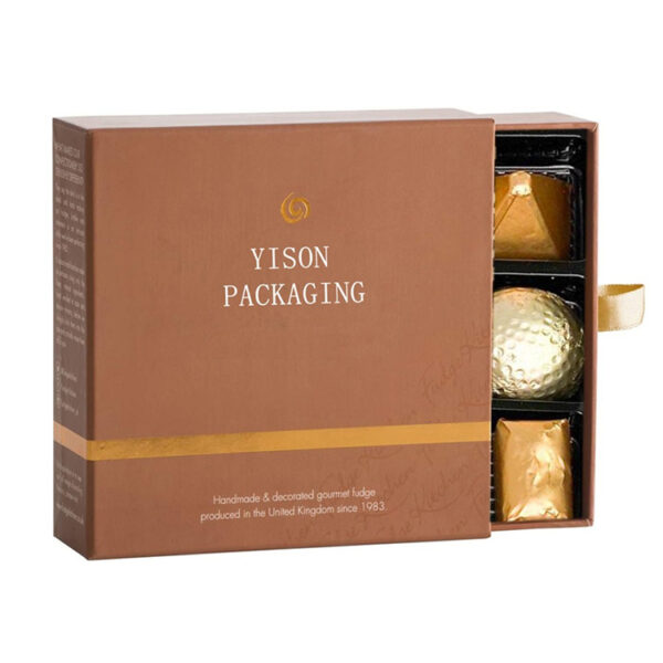 Foil Stamped Rigid Drawer Fudge Gift Box with Tray Insert Foil Stamped Rigid Drawer Fudge Gift Box with Tray Insert