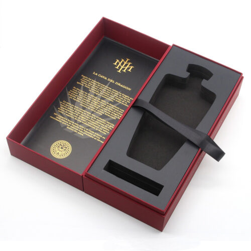 Foil Stamped Tequila Gift Box with EVA Insert and Ribbon Foil Stamped Tequila Gift Box with EVA Insert and Ribbon