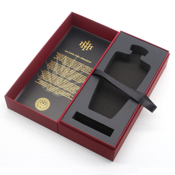Foil Stamped Tequila Gift Box with EVA Insert and Ribbon Foil Stamped Tequila Gift Box with EVA Insert and Ribbon