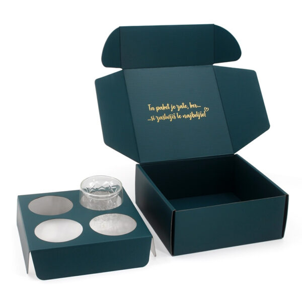 Gold Foil Corrugated Glassware Set Gift Box with Insert Gold Foil Corrugated Glassware Set Gift Box with Insert