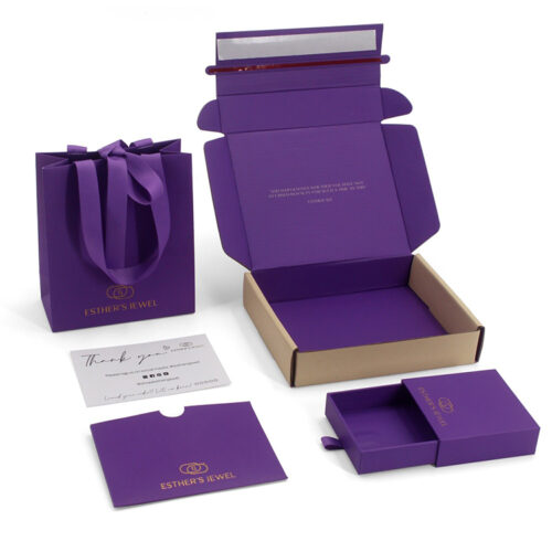 Gold Foil Jewelry Shipping Mailer Box with Paperboard Insert