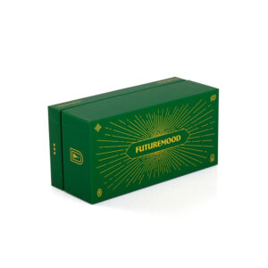 Caja rígida para gafas de sol con lámina dorada y tapa extraíble