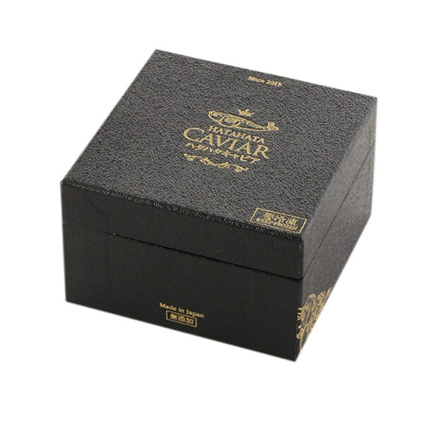 Hinged-Lid Caviar Gift Box with Foam Insert and Foil Logo