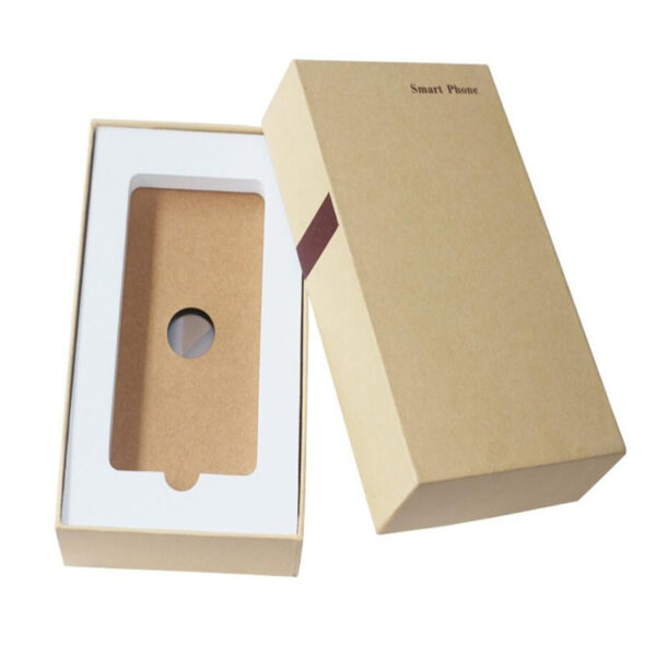 Kraft Lift-Off Smartphone Rigid Box with Die-Cut Insert Kraft Lift-Off Smartphone Rigid Box with Die-Cut Insert