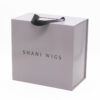 Logo Printed Rigid Wig Gift Box with Ribbon Carry Handle