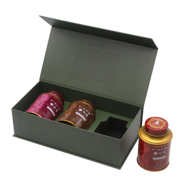Magnetic Closure Tea Gift Box with Custom Canister Insert Magnetic Closure Tea Gift Box with Custom Canister Insert